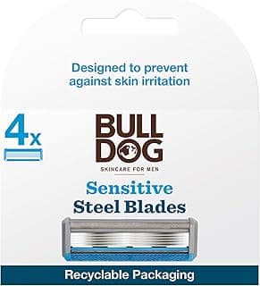 Bulldog Skincare for Men - Sensitive Bamboo Razor Blades for Men I Reduce Irritation | Recycled Packaging, Lubricating L