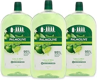 Palmolive Foaming Antibacterial Liquid Hand Wash Soap 3L (3 x 1L packs), Lime and Mint Refill and Save, No Parabens Phth