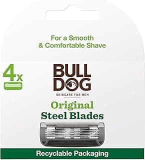 Bulldog Skincare for Men Original Steel Blades, Close Shave and Edge with 5 Steel Blades, Recycled Packaging, Lubricatin