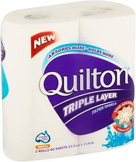 Quilton 3 Ply Paper Towel Roll, White, (Pack of 2)