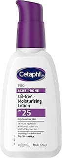 Cetaphil Pro Acne Prone Oil-Free Moisturising Lotion SPF25 118mL, Lightweight Face Moisturiser with UVA & UVB Protection