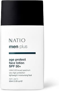 Natio Australia Men Plus Age Protect Face Lotion SPF 50+ 60ml - Sunscreen for Men UVA/UVB Sun Protection - Moisturising 