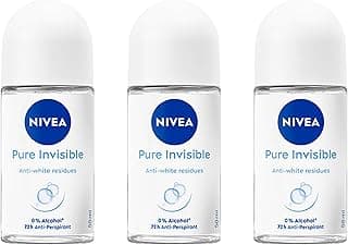 NIVEA Pure Invisible Anti-Perspirant Roll-On Deodorant 50ml | 72-Hour Sweat & Odour Protection | No White Marks on Cloth