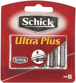 Schick - Ultra Plus for Men | Razor Blade Refills | 5 Pack | Push Back Clean Cartridges | Lubricating Strip