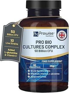 Bio Cultures Complex Probiotics and Prebiotics - 50 Billion CFU - 10 Live Bacteria Strains – Added with Inulin, L-Glutam