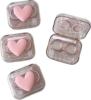 4 Pack 3D Design Cute Contact Lens Cases, Travel Eye Contacts Case Box Holder, Contact Lenses Tweezers Remover Tool Solu