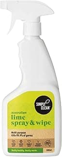SimplyClean Lime Spray & Wipe - Natural Multi-Purpose Cleaner with Pure Australian Lime Essential Oil - Kitchen Surface 