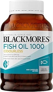 Blackmores Fish Oil 1000 Odourless | Maintains Heart, Skin, Eye & Brain Health | 400 Capsules