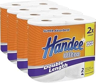 Handee Ultra White Double Length Paper Towel, 8 Rolls Value Pack