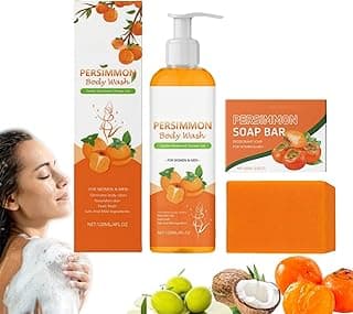 Persimmon Body Wash And Persimmon Soap Bar Set, Body Wash Odor Control For Face & Body,Purifying Deodorizing Odor Elimin