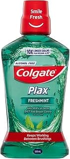 Colgate Plax Antibacterial Mouthwash 500mL, Freshmint, Alcohol Free, Bad Breath Control