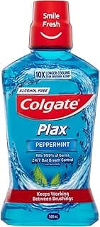 Colgate Plax Antibacterial Mouthwash 500mL, Peppermint, Alcohol Free, Bad Breath Control