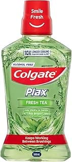 Colgate Plax Antibacterial Mouthwash, 500mL, Fresh Tea, Alcohol Free, Bad Breath Control