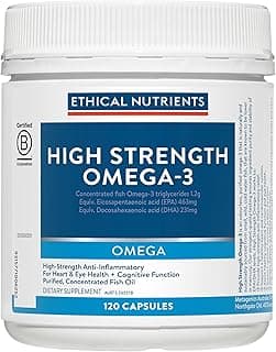 Ethical Nutrients High Strength Omega-3 - Fish Oil For Heart & Eye Health, Supports Cognitive Function - 120 Soft Capsul