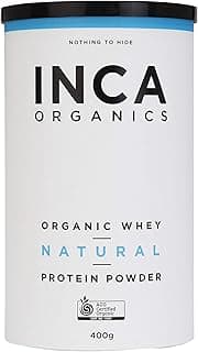 Inca Organics Organic Protein Powder Natural, 100% Certified Organic, GMO and Gluten Free, 400g, Whey Natural (Raw) 400 