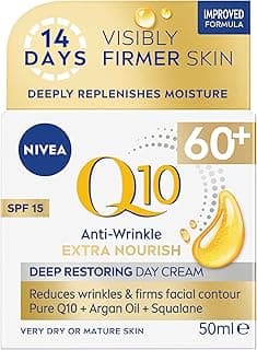 NIVEA Q10 Anti-Wrinkle Nourishing Day Cream SPF 15 50ml | Anti-Ageing Face Moisturiser | With Q10 & Argan Oil | Lasting 