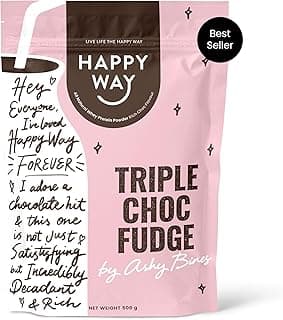 HAPPY WAY Ashy Bines Triple Choc Fudge Whey Protein Powder - 500g | Chocolatey and Fudgy Goodness | Supports Toning & Mu