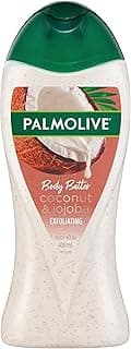 Palmolive Body Butter Coconut & Jojoba Body Wash, 400mL, Exfoliating Scrub with Real Fruit Seeds