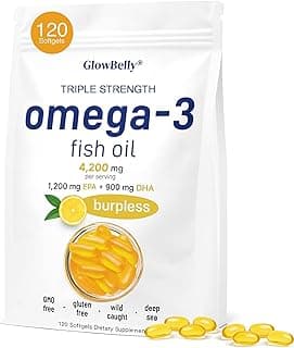 Omega-3 Fish Oil Triple Strength 4200mg, 120 Softgels, 1200mg EPA & 900mg DHA, Lemon Flavour, Burpless Coating, Wild Cau