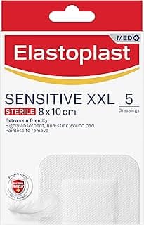 Elastoplast Sensitive XXL Wound Dressings 8 x 10 cm (5 Pack) | Protects Against Dirt & Bacteria | Suitable for Sensitive