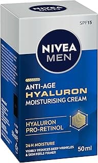 NIVEA MEN Anti-Age Moisturising Face Cream 50ml | With Hyaluronic Acid | SPF 15 Protection | Anti-Aging Moisturiser | Re