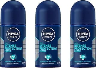 NIVEA MEN Intense Protection Fresh Anti-Perspirant Roll-On Deodorant 50ml | 72-Hour Sweat & Odour Protection | Quick-Dry