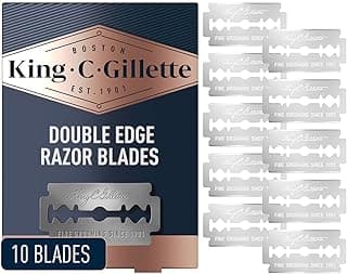 King C. Gillette Double Edge Safety Razor Blades 10 count, Stainless Steel Platinum Coated Blades