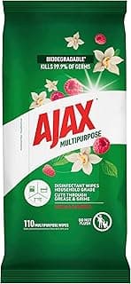 Ajax Multipurpose, Antibacterial Disinfectant Surface Cleaning Wipes, Bulk 110 Pack, Vanilla & Berries