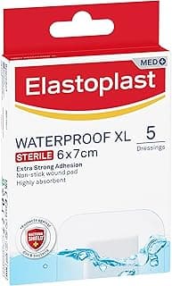 Elastoplast Waterproof XL Wound Dressings 6 x 7 cm (5 Pack) | Bacteria Shield to Defend Against Dirt & Infection | Ideal