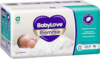 Babylove Premmie Nappies Size 0 (1.5-3kg) | 120 Pieces (4 x 30 Pack)