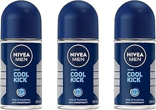 NIVEA MEN Cool Kick Anti-Perspirant Roll-On Deodorant 50ml | 72-Hour Sweat Protection | Energising Formula | Prevents Bo