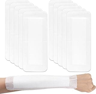 Large Sterile Wound Dressing Pads, 10 Pcs of 10x25cm Large Breathable Adhesive Bandages, Absorbent Non-Woven Gauze for P