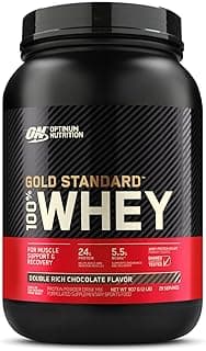 OPTIMUM NUTRITION Gold Standard 100% Whey Protein Powder, Double Rich Chocolate, 907 g - [2024/2025 plastic neck band pa