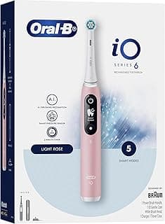 Oral-B iO Series 6 Gentle Clean Electric Toothbrush with A.I. Connectivity, Travel Case, and LED Interactive Screen, Lig