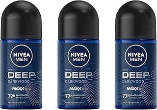 NIVEA MEN Deep Darkwood Anti-Perspirant Roll-On Deodorant 50ml | Enriched With Active Charcoal to Fight Odour | 72-Hour 
