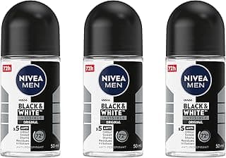NIVEA MEN Black & White Invisible Original Anti-Perspirant Roll-On Deodorant 50ml | Men's Roll-On Deodorant | 72-Hour Sw