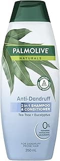 Palmolive Naturals Anti Dandruff 2 in 1 Hair Shampoo and Conditioner, 350mL, Tea Tree & Eucalyptus for Dandruff Prone Ha
