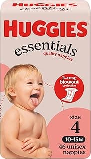 HUGGIES Essentials Nappies Size 4 (10-15kg) 46 Count