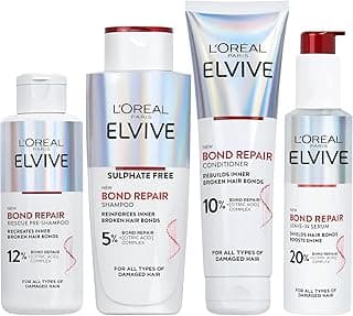 L'Oréal Paris Elvive Bond Repair Complete Regime Bundle, Rescue Pre-Shampoo Treatment, Shampoo, Conditioner and Leave-In