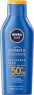 NIVEA SUN Protect & Moisture, Moisture Lock Sunscreen Lotion SPF 50+ 400ml | Moisturising Sunscreen | With Vitamin E & P