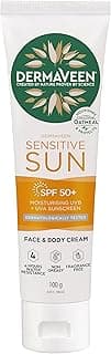 DermaVeen Sensitive Sun SPF 50+ Moisturising UVB + UVA Sunscreen Face & Body Cream 100g With Natural Colloidal Oatmeal| 