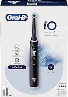 Oral-B iO Series 6 Gentle Clean Electric Toothbrush with A.I. Connectivity, Travel Case, and LED Interactive Screen,