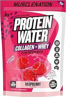 Muscle Nation - Raspberry Protein Water, with a protein blend of Collagen and Whey Protein Isolate, plus Electrolytes, a