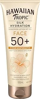 Hawaiian Tropic Silk Hydration Sunscreen Lotion for Face SPF50+ 100ml, 12-Moisture, Fragrance Free, Non-greasy
