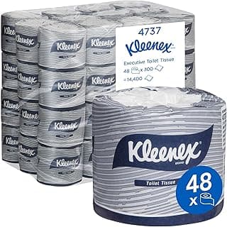 KLEENEX Executive Toilet Tissue (4737), 2 Ply Toilet Paper, 48 Toilet Rolls/Case, 300 Sheets/Roll (14,400 Sheets), White