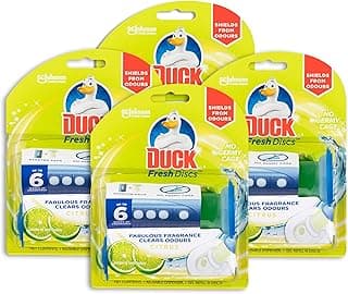 Duck Fresh Discs Toilet Bowl Cleaner, Citrus Scent, Reusable Dispenser and 1 x Gel Refill with 6 Toilet Discs, 36mL Tube