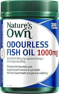 Nature's Own Odourless Fish Oil 1000mg Capsules 200 - Naturally Derived Omega-3 - Supports Brain Function & Eye Health -