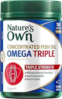 Nature’s Own Concentrated Omega‑3 Fish Oil Triple Strength 180 Capsules - Supports Heart, Brain & Eye Health | Helps Red