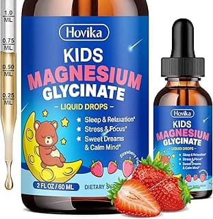 Magnesium Glycinate Liquid for Kids - with L-Theanine Omega-3, Vitamin B6, D3, Zinc - Kids Magnesium Drops for Sleep, Re