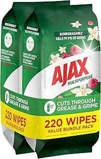 Ajax Multipurpose, Antibacterial Disinfectant Wipes, 2x110 Bulk Pack, Vanilla & Berries
